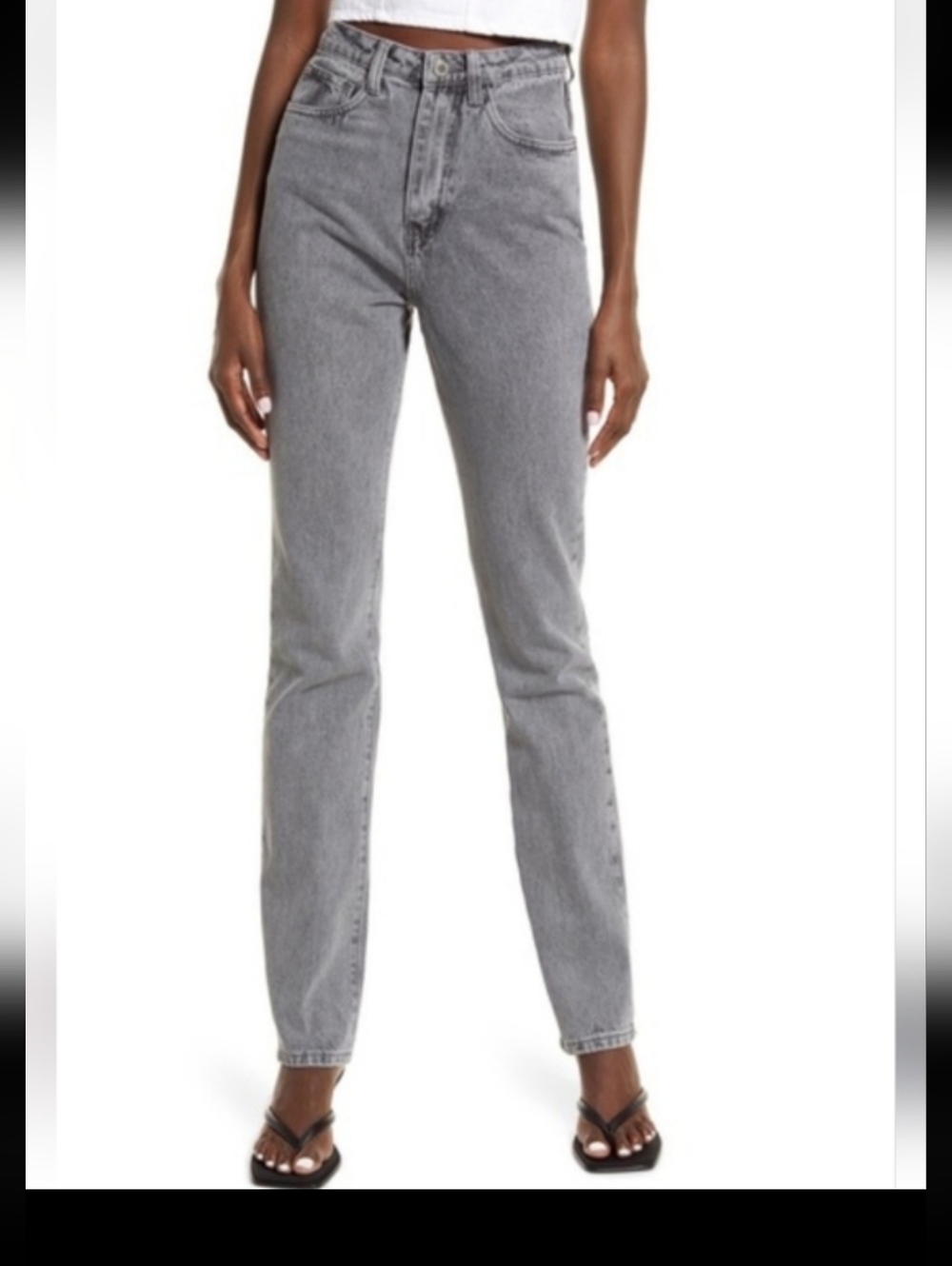 WeWoreWhat High-Rise Straight Leg Women's Jeans - Washed Grey, Tall Inseam 33"
